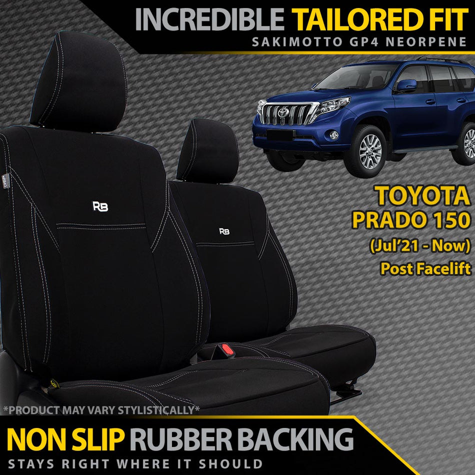 Toyota Prado 150 (July 21+) Neoprene 2x Front Seat Covers (Made to Order)