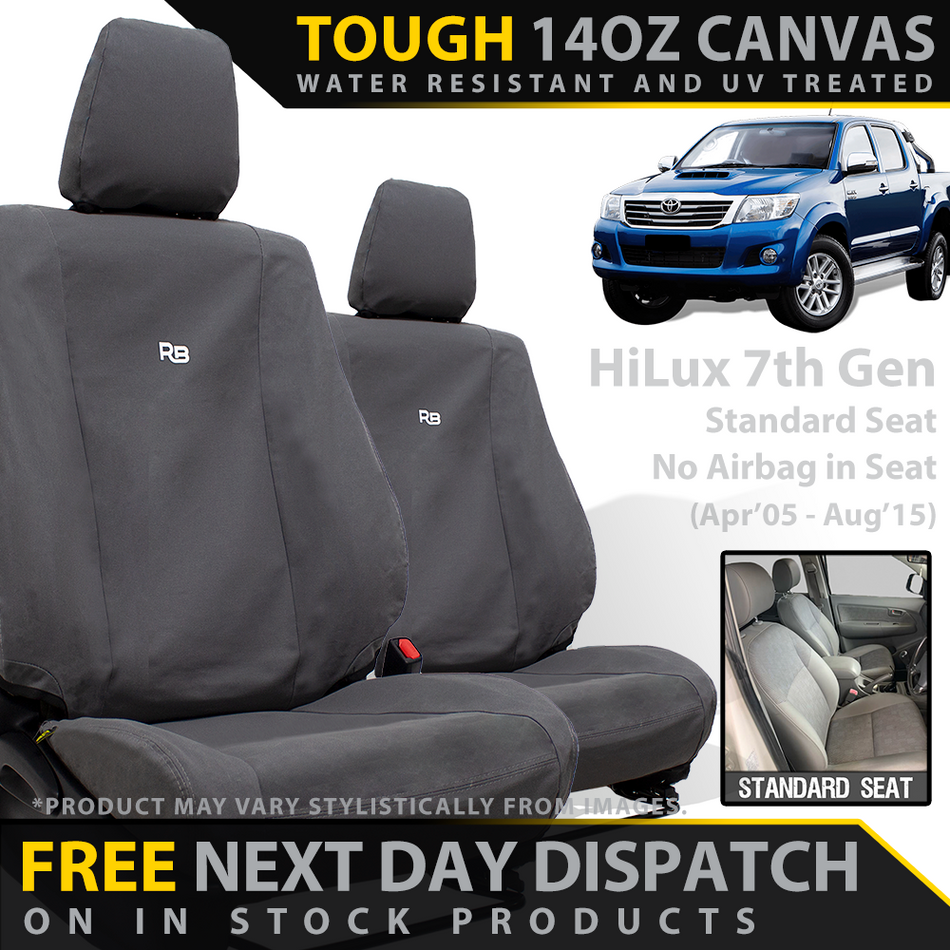 Toyota HiLux 7th Gen (STD SEAT) Retro Canvas 2x Front Seat Covers (In Stock)