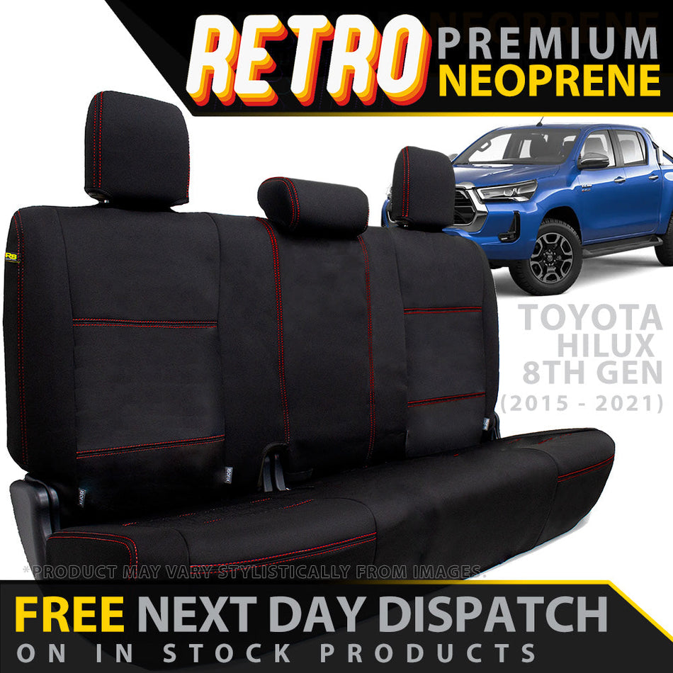 Toyota Hilux 8th Gen Retro Premium Rear Row Seat Covers (In Stock)