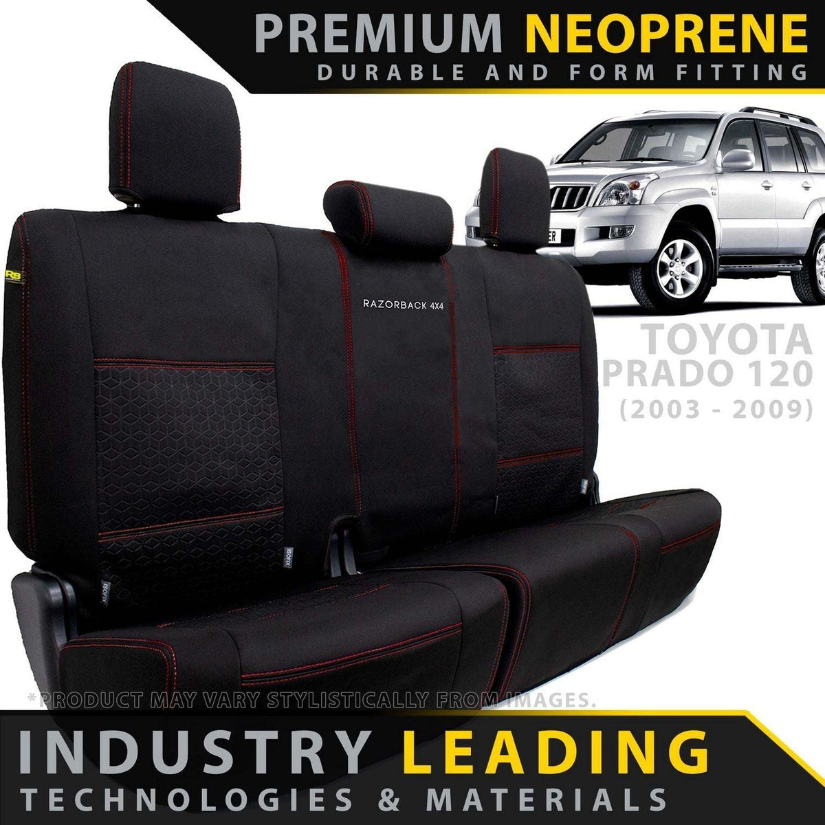 Toyota Prado 120 Premium Neoprene Rear Row Seat Covers (Made to Order) - 4X4OC™