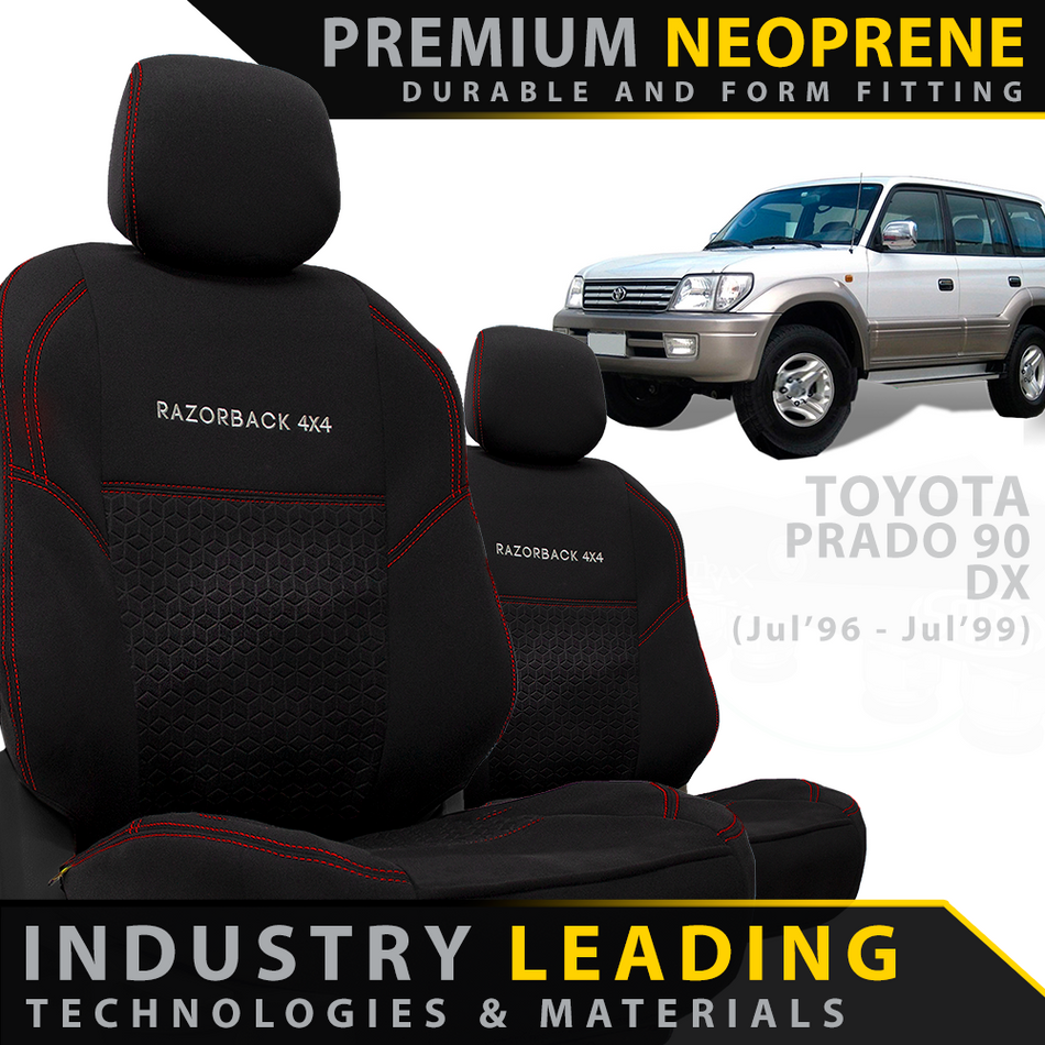 Toyota Prado 90 DX Premium Neoprene 2x Front Seat Covers (Made to Order)