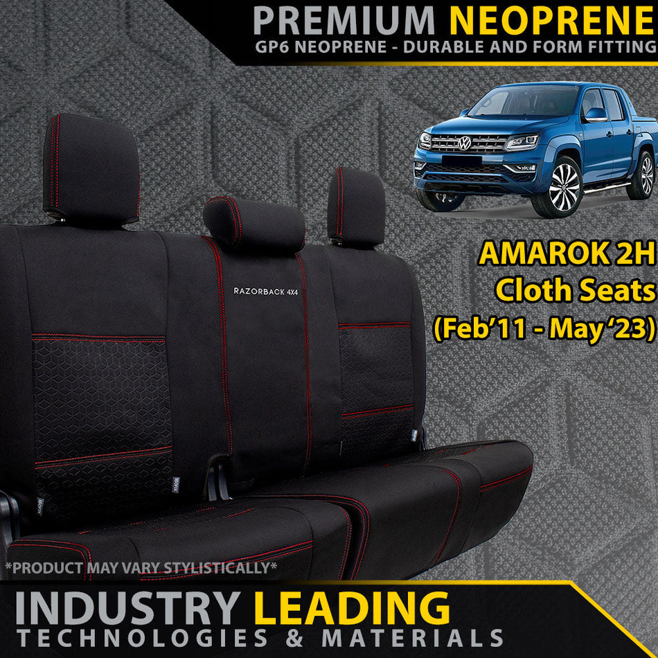 Volkswagen Amarok 2H (Cloth Seats) Premium Neoprene Rear Row Seat Covers (Made to Order)