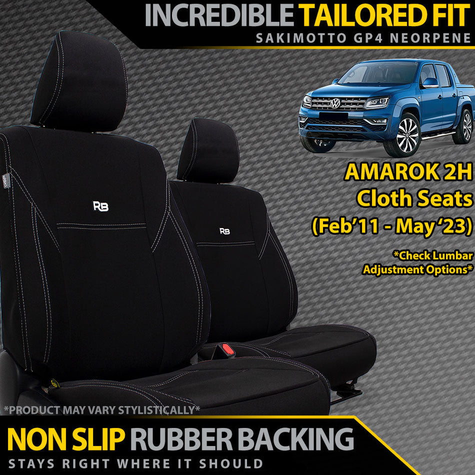 Volkswagen Amarok 2H (Cloth Seats) Neoprene 2x Front Seat Covers (Available)
