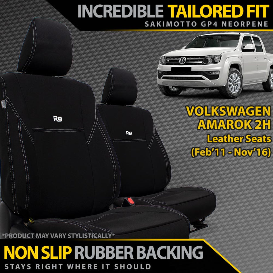 Volkswagen Amarok 2H (Leather Seats) Neoprene 2x Front Row Seat Covers (Available)