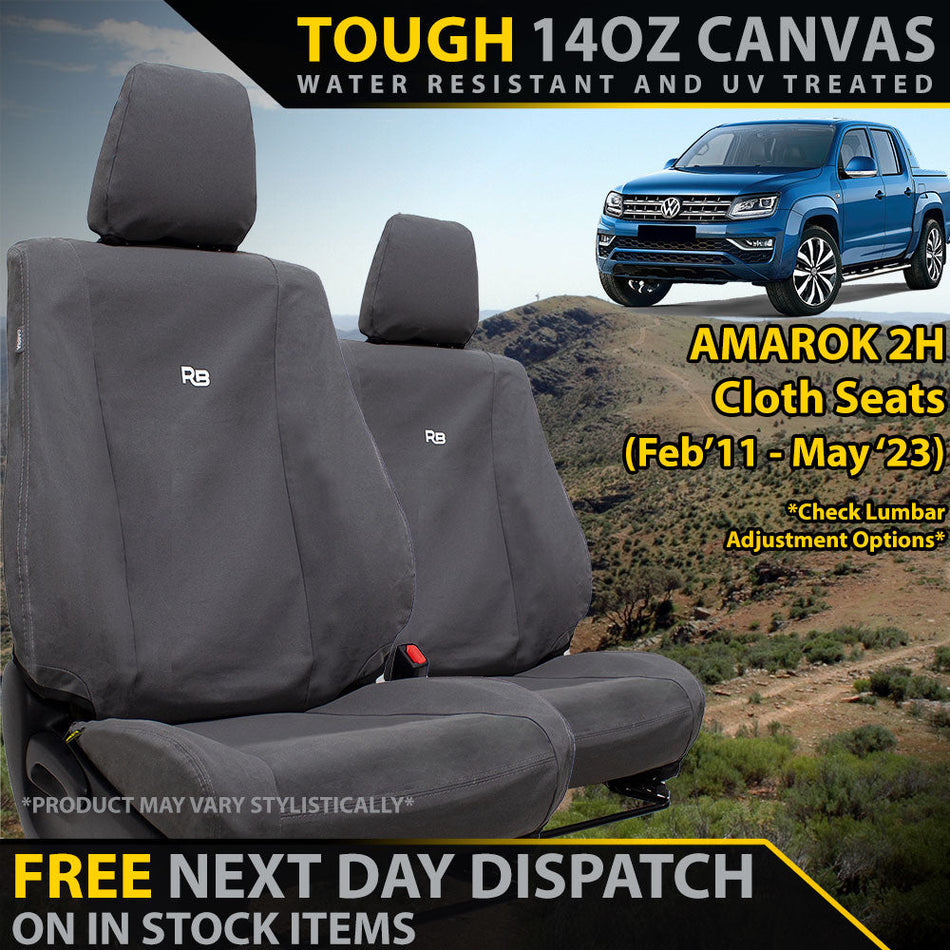 Volkswagen Amarok 2H (Cloth Seats) Retro Canvas 2x Front Seat Covers (In Stock)