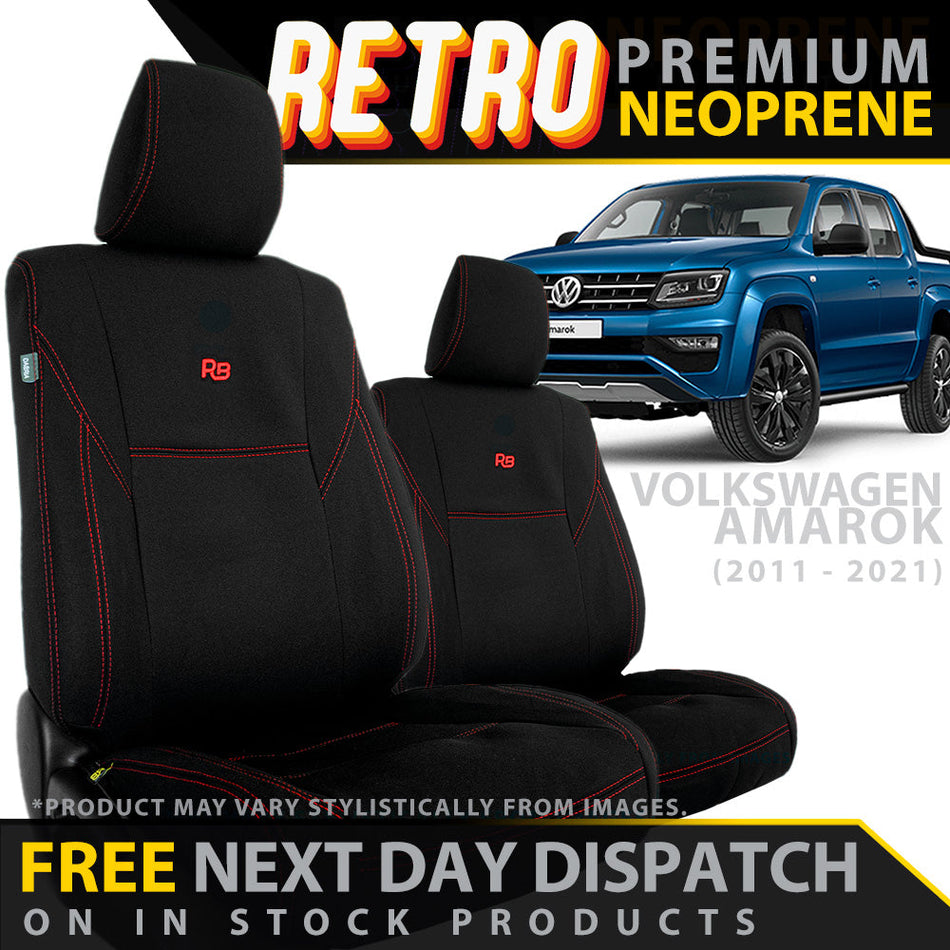 Volkswagen Amarok Retro Premium 2x Front Seat Covers (In Stock)