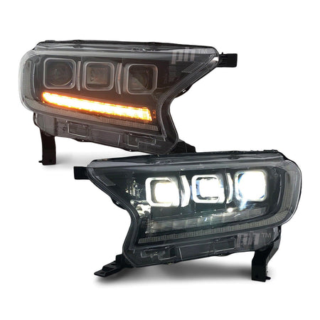 Headlights PAIR Bugatti Style LED Sequential Indicator fits Ford Ranger PX MK2 MK3 Wildtrak Raptor 15-20 - 4X4OC™