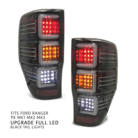 Full LED Black Tail Lights PAIR Upgrade fits Ford Ranger T6 PX MK1 MK2 MK3 11-19 - 4X4OC™