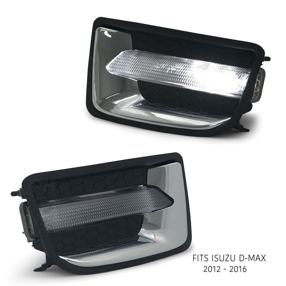 Daytime Running Light DRL Style Fog Lights PAIR Fits Isuzu DMax 2012 - 2016 - 4X4OC™