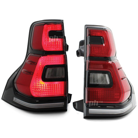 Black LED Tail Lights Sequential PAIR Fits Toyota Landcruiser Prado 150SER 09-16 - 4X4OC™