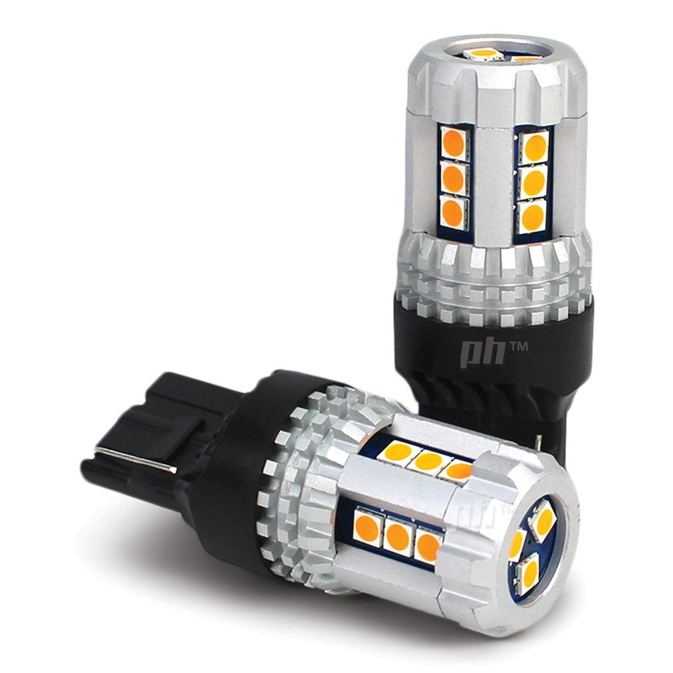 T20 Wedge Style LED Indicator Bulbs Amber PAIR 500LM - 4X4OC™