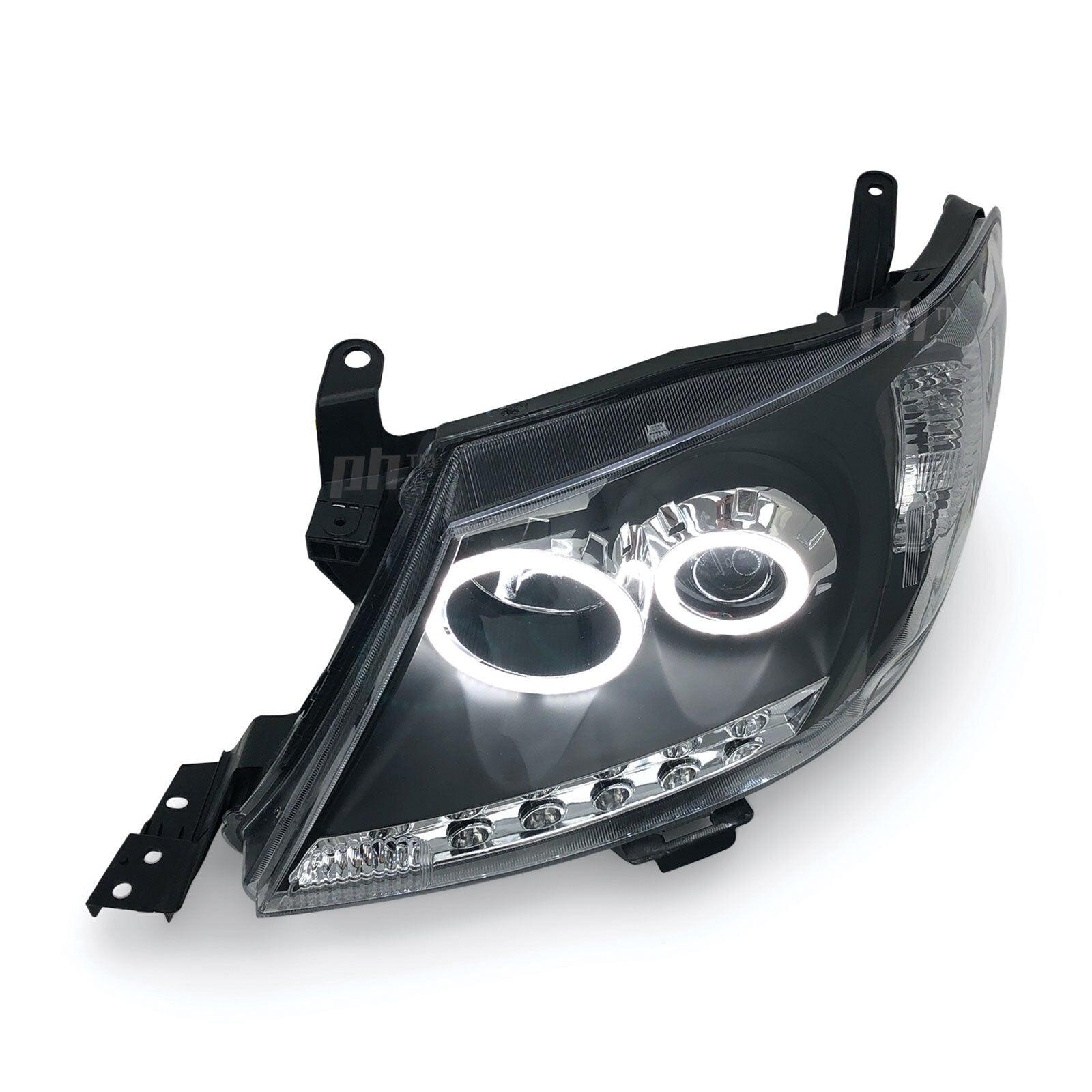 Headlights Black DRL Projector HALO Angel Eyes Fits Toyota Hilux N70 2005-04-11 - 4X4OC™