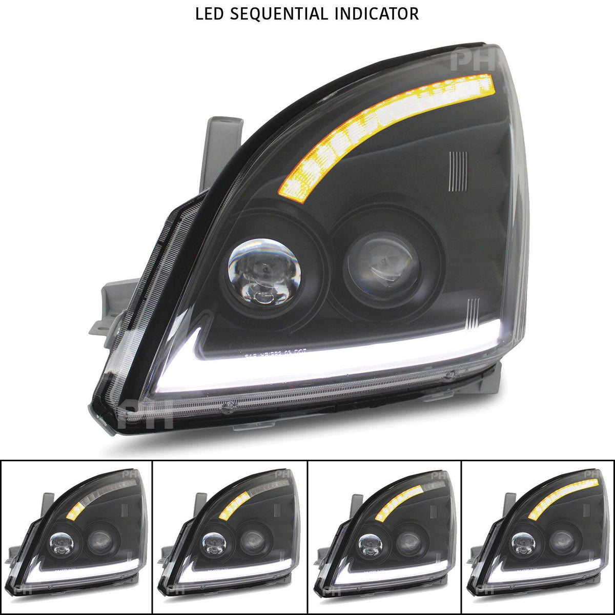 Headlights Black Sequential DRL Style Fits Toyota Landcruiser Prado 120 Series - 4X4OC™