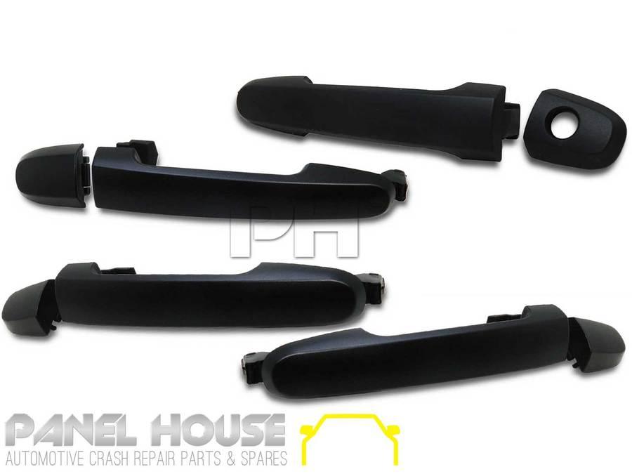 Door Handle SET x4 Front and Rear Outer Black Fits Toyota HILUX 11-14 Ute - 4X4OC™