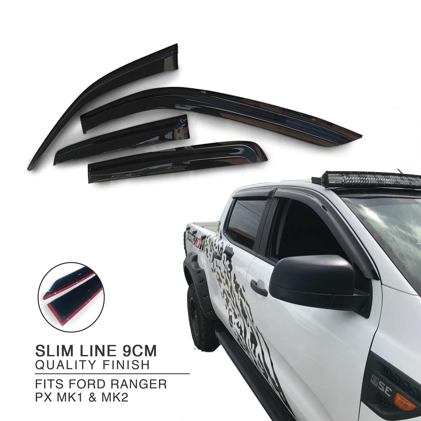 Weather Shield Window Visors SET Fits Ford Ranger PX MK1 MK2 MK3 Raptor Wildtrak - 4X4OC™