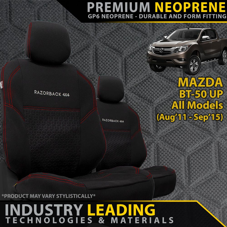 Mazda BT-50 UP Premium Neoprene 2x Front Seat Covers (Made to Order)