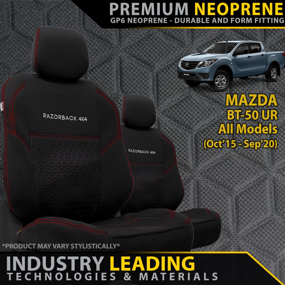 Mazda BT-50 UR Premium Neoprene 2x Front Seat Covers (Made to Order)