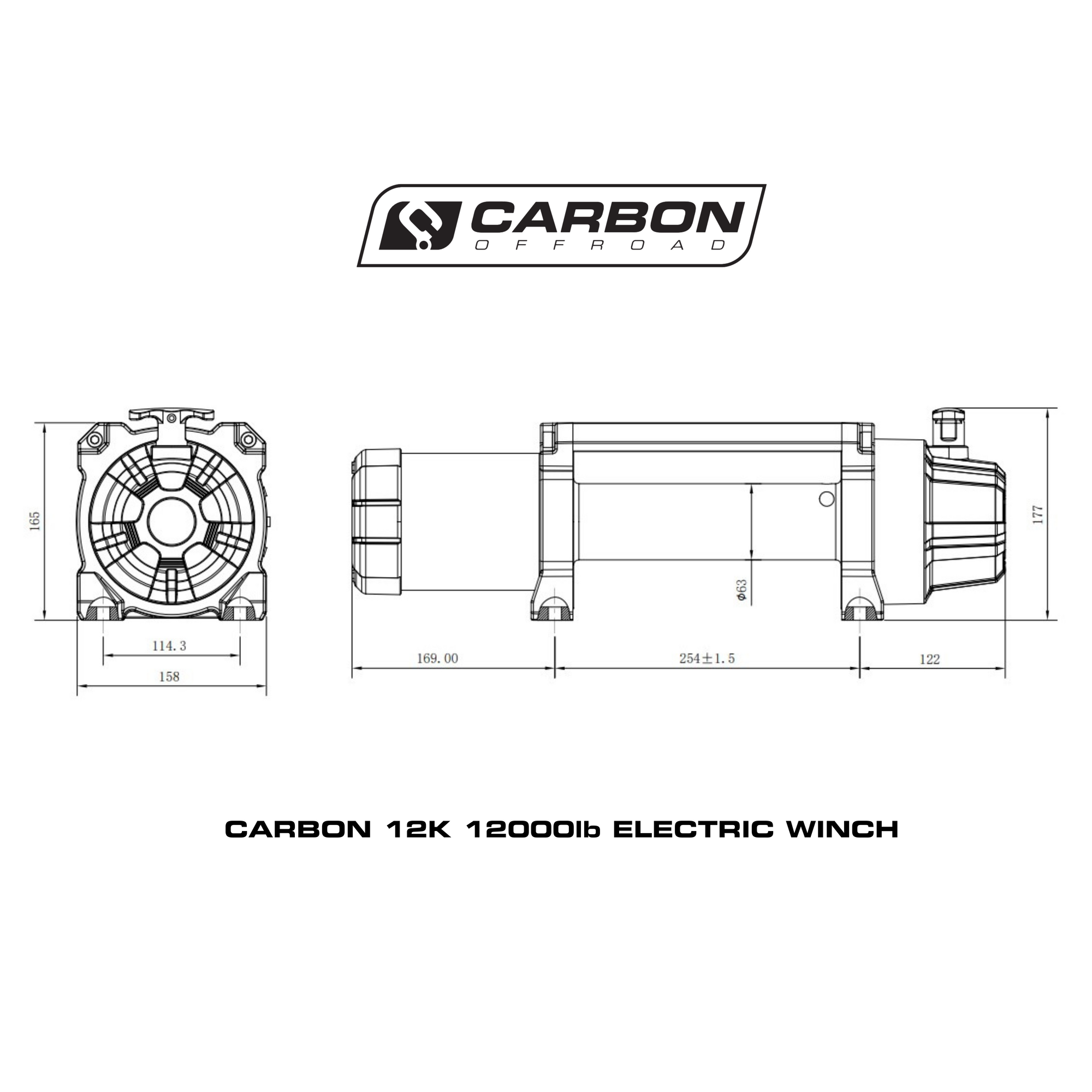 Carbon 12K VER.2 12000lb Electric Winch With Red Synthetic Rope and Hook - CW-12K 5