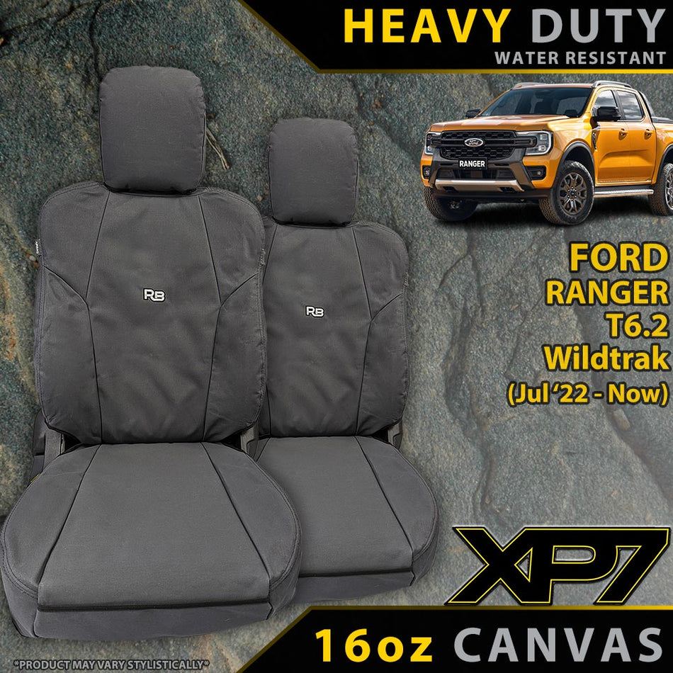 Ford Ranger T6.2 Wildtrak, Wildtrak X & Platinum Heavy Duty XP7 Canvas 2x Front Seat Covers (Available)