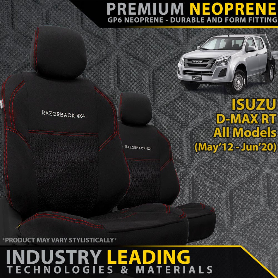 Isuzu D-MAX RT Premium Neoprene 2x Front Seat Covers (Made to Order)