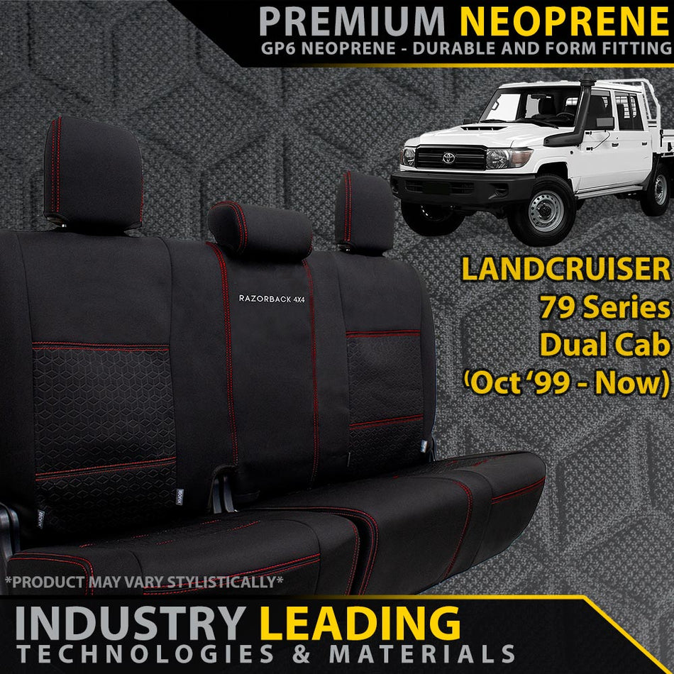 Toyota LC 79 Series Dual Cab Premium Neoprene Rear Row Seat Covers (Made to Order)