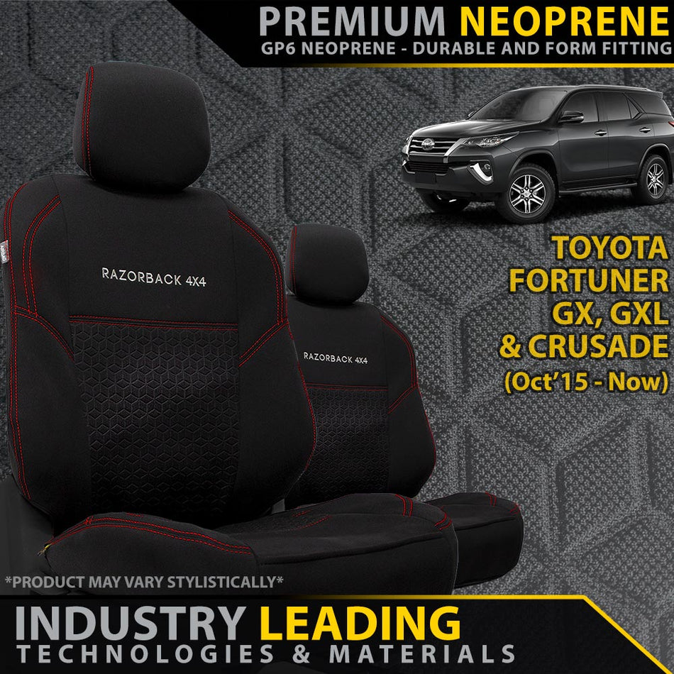 Toyota Fortuner Premium Neoprene 2x Front Seat Covers (Made to Order)