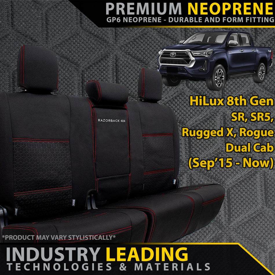 Toyota HiLux 8th Gen Premium Neoprene Rear Row Seat Covers (Made to Order)