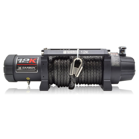 Carbon V.3 12000lb Winch Blue Hook and Recovery Combo Deal - Carbon Offroad