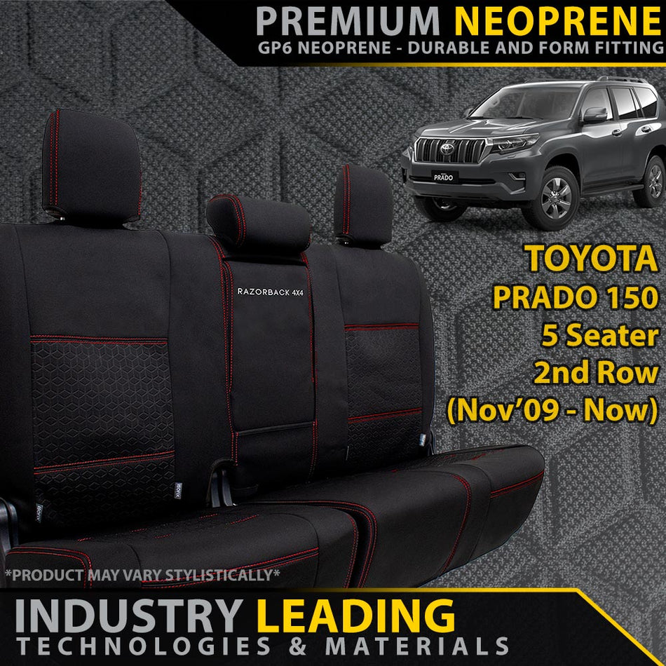 Toyota Prado 150 5 Seater Premium Neoprene Rear Row Seat Covers (Made to Order)