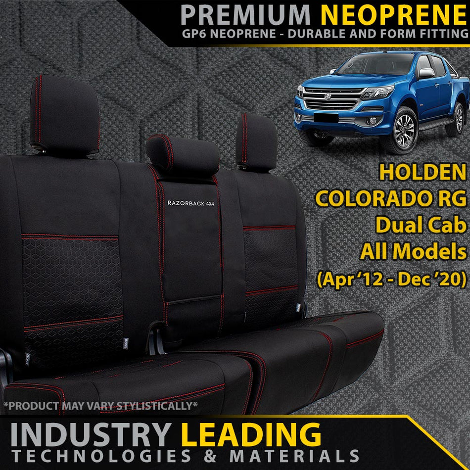 Holden Colorado RG Premium Neoprene Rear Row Seat Covers (Made to Order)