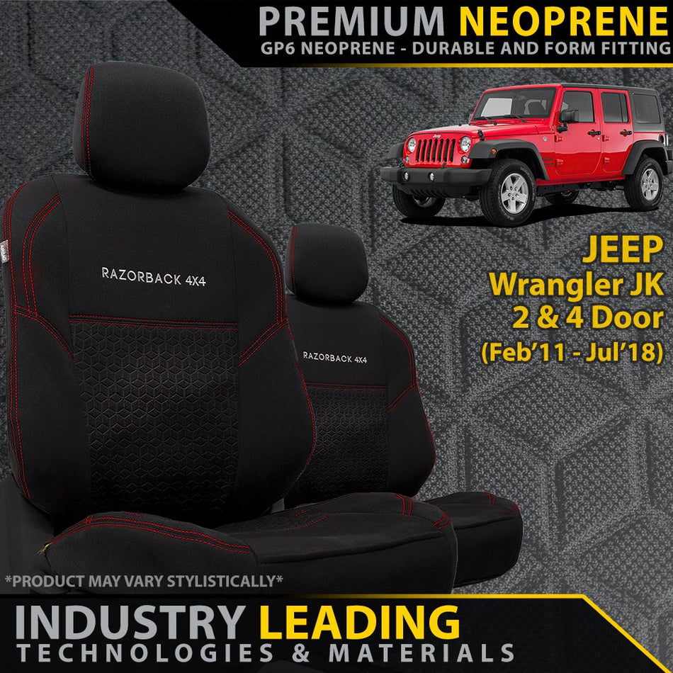 Jeep Wrangler JK Premium Neoprene 2x Front Seat Covers (Made to Order)