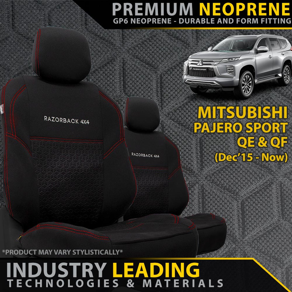Mitsubishi Pajero Sport Premium Neoprene 2x Front Seat Covers (Made to Order)