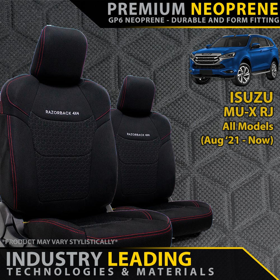 Isuzu MU-X RJ Premium Neoprene 2x Front Seat Covers (In Stock)