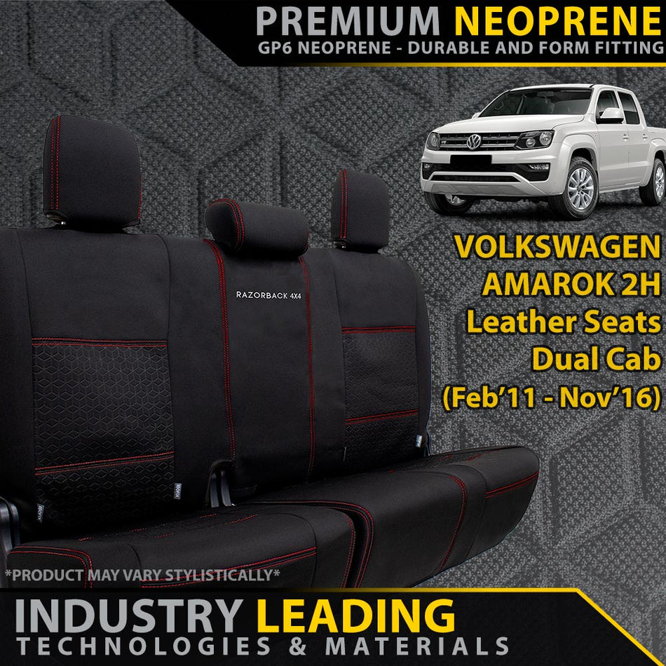 Volkswagen Amarok 2H (Leather Seats) Premium Neoprene Rear Row Seat Covers (Made to Order)