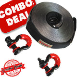 Carbon 20m 8T Winch Extension Strap and 2 x Bow Shackle Combo Deal - CW-COMBO-8TWES-SHAK45 2