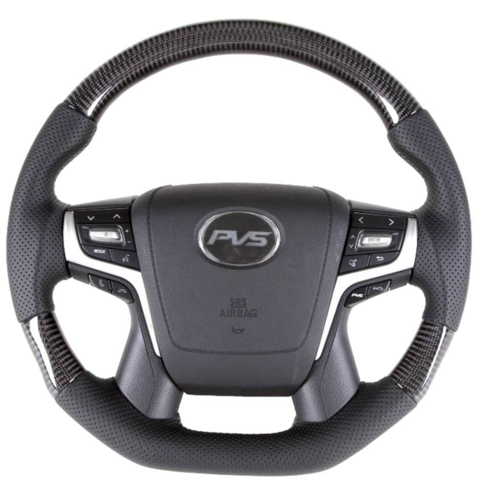 Elite Flat Bottom Carbon Black Perforated Leather Steering Wheel Core for 150 Prado & 200 Series LandCruiser 2016-2022 **PRE-ORDER FOR JULY**