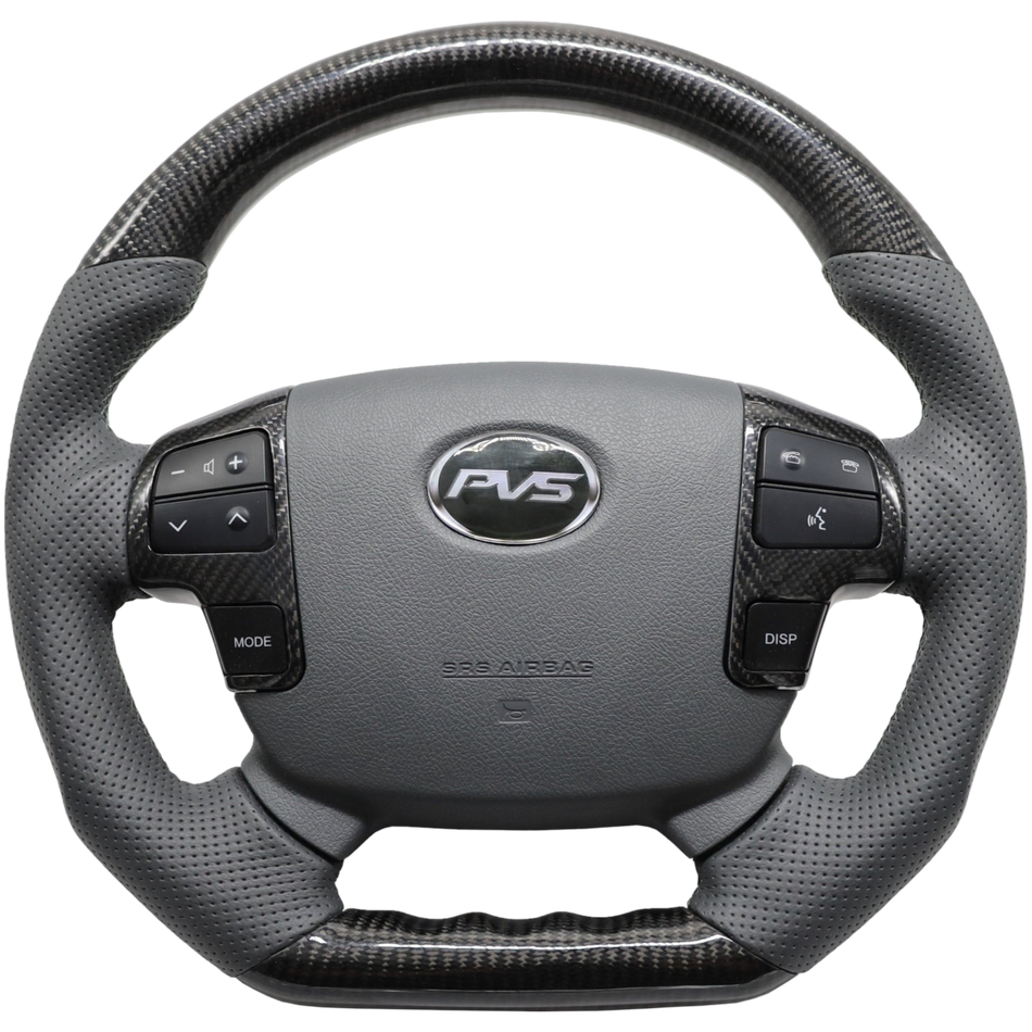 OEM Carbon Grey Leather Steering Wheel with Steering Controls Insert to suit Toyota LandCruiser 70 Series **PRE-ORDER FOR JUNE**
